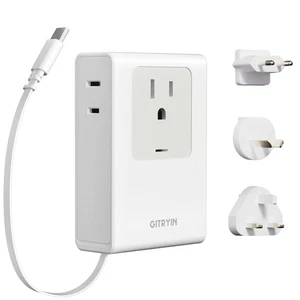 Flat USB C Charger with 31.5in Retractable Type-C Cable, 5-in-1 Wall Charger ... - Picture 1 of 8