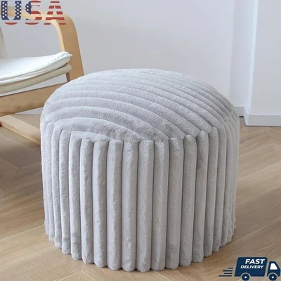 Corduroy Pouf Ottoman High-Density Foam Fluffy Footrest Cushion Living Room New - Image 1 of 4