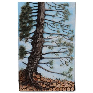 Donald Gotz "One Pine...." Pine Tree Forest Acrylic 3D Mixed Media 32x20 1990's - Picture 1 of 8