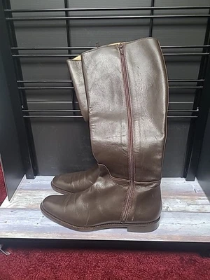 Botas de montar Andre Assous de cuero marrón talla 10/41 cremallera lateral exterior parte superior ecuestre Foto 1 de 4