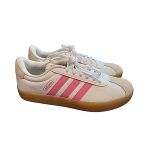 WORN ONCE adidas VL Court 3.0 Sneaker (Women) Size 10 Tennis Shoes Pink Stripe - Picture 1 of 12
