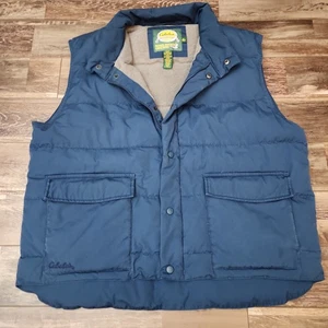 CABELAS Mens Blue Premier Northern Goose Down Vest Fleece Lined XL - Afbeelding 1 van 8