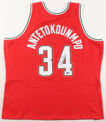 Giannis Antetokounmpo signed Mitchell & Ness Hardwood Classics Swingman (Beckett - Image 1 of 3