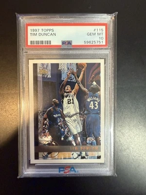 1997 Topps Tim Duncan RC #115 PSA 10 San Antonio Spurs - Image 1 of 2