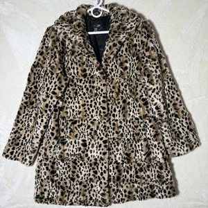 Abrigo de invierno de piel sintética con estampado de leopardo de longitud media XL East 5th Mob Wife NYC Jersey - Imagen 1 de 18