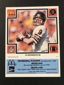 1985 McDonald's Chicago Bears Jim McMahon Blue w/ Tab HIGH GRADE - Picture 1 of 2