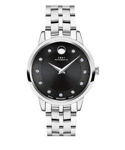 Movado 1881 Automatic Black Diamond Dial Stainless Steel Women's Watch 0607469m - Picture 1 of 5