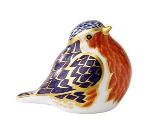 NEW ROYAL CROWN DERBY ROBIN PAPERWEIGHT - 1ST QUALITY - BOXED>