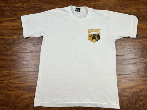 Vintage Mizzou Tigers T Shirt Large White W5 Cover