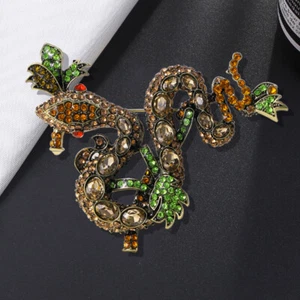Large Size Python Animal Snake Brooch - Vintage Fashion Statement Lapel Pin - Foto 1 di 5