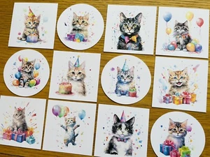 6 uds acuarela para hacer tarjetas de cumpleaños gatito gato - Imagen 1 de 3