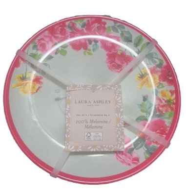 "Platos de ensalada Laura Ashley rosas rosadas y amarillas de melamina de 7,5"" (JUEGO DE 4) NUEVOS" Foto 1 de 4