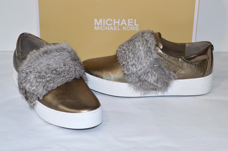 Women's Shoes Michael Kors Maven Sneaker Platform Metallic Leather Nickle Size 8