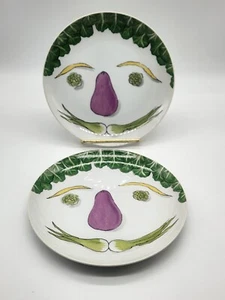 Collectible Vegetable Face Salad Plates- Franci Villa Vanilla, Set of 2 - 7.5" - Picture 1 of 9