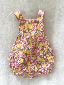 Ricrac & Ruffles 3/6M Bubble Romper Pink Flowers - Picture 1 of 2