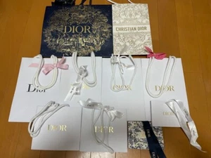 10 Packs of Dior Authentic White/Navy Empty paper Shopping Gift Bags w/Ribbons - Picture 1 of 2