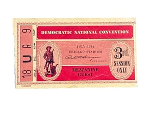 Boleto de la Convención Nacional Demócrata Franklin Roosevelt 1944 tercera sesión - Imagen 1 de 2