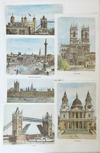 Bernard Smith Vintage London Landmark Prints – Set of 6 Color – 12.5”x9” - Picture 1 of 4