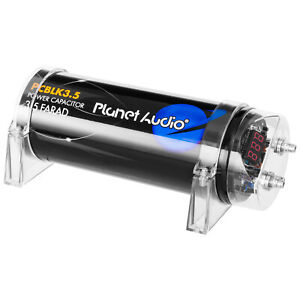 Planet Audio PCBLK3.5 Car Audio Capacitor 3.5 Farad Energy Storage Enhanced Bass