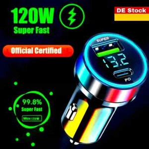 Auto Ladegerät USB-C & USB A Zigarettenanzünder 6in1 Ladeadapter KFZ 120w Auto - Bild 1 von 9