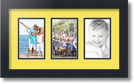 ArtToFrames Collage Mat Picture Photo Frame  3 3.375x5.375" Openings in Black 30 - Image 1 of 1