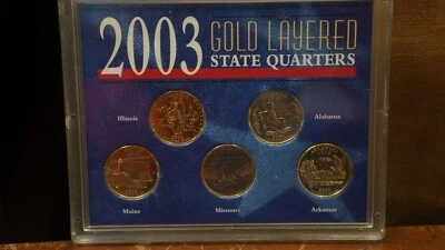 2003 Gold Plated State Quarters set of five - Image 1 of 4