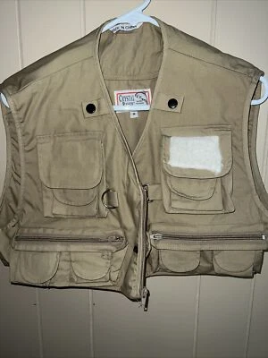 Crystal River Angling Fishing Vest Zip Adult w/Pockets Khaki Cotton Medium - Image 1 of 4