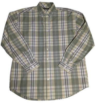 Camisa abotonada manga larga de algodón a cuadros verde amarillo talla XL de STETSON para hombre Foto 1 de 4