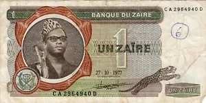 Billete Zaire 1 Zaire 1977 P18b - Imagen 1 de 2