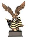 Bronze Electroplated Bald Eagle Clutching on American Flag Statue with Base Free