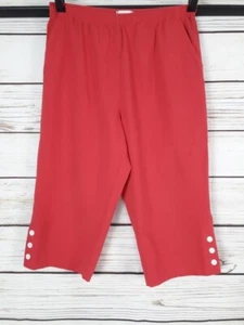 Draper's & Damon's Petites Womens Cropped Pants Sz PM Coral Elastic Waist Capri - Picture 1 of 5