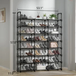 3/5/8-Tier Metal Shoe Rack Shelf Adjustable Entryway Stackable Storage Organizer - Picture 1 of 18