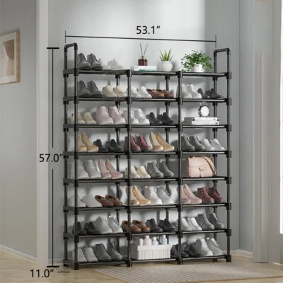 Metal Shoe Rack Organizer Storage Adjustable Shoes Shelves Stackable Standing - Image 1 of 4