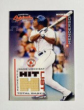 RICKEY HENDERSON 2002 DONRUSS ORIGINALS HIT LIST GAME USED BAT #11 /285 SP