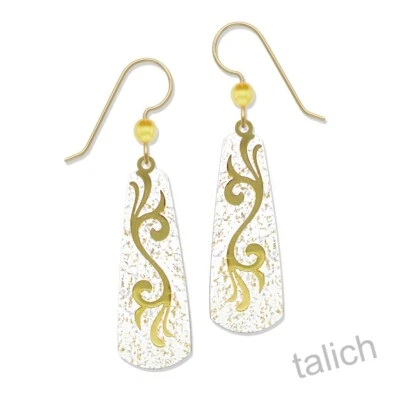 Pendientes Adajio Lágrima Larga Crema Moteada con Pergamino Chapado en Oro Brillante 8179 Foto 1 de 3