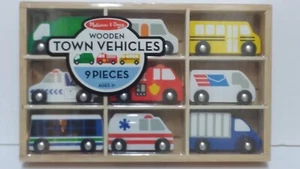 Melissa and Doug Wooden Town Vehicles 9 Pcs. NEW & SEALED Age 3+ Learning Toy - Picture 1 of 6