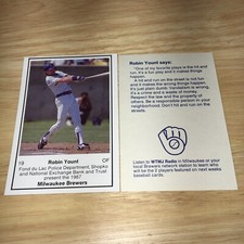 Robin Yount 1987 Milwaukee Fond du Lac Police Shopko WTMJ Brewers Hall of Fame