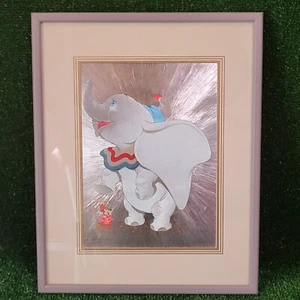 Vintage Walt Disney Dumbo Dufex Foil Art Print Framed matted Made in England - Picture 1 of 8