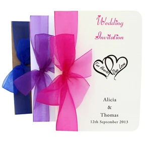 Wedding Invitations, Personalised, Day/Evening, Sidefold + ribbon (SAMPLE) - Picture 1 of 6