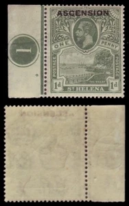 ASCENSION • 1922 • 1d grün KGV • mit Platte # • neuwertig scharniert • 1. SG 1./ SC 1 - Bild 1 von 1