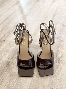 New EGO shiny dark brown lace up heels size 6 - Picture 1 of 9