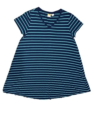 C&C California Dress Tshirt Striped Navy Aqua Short Sleeves 2X Rayon Jersey - Image 1 of 4