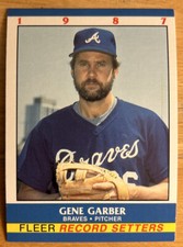 1987 Fleer Record Setters Gene Garber Card 10 Braves Mid-Grade O/C & Rough Edges