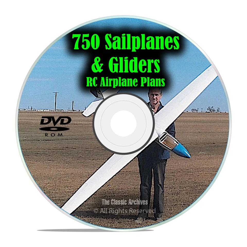 750 Sailplanes & Gliders, Remote Control RC Radio Model Airplane Plans, DVD - Image 1 of 1