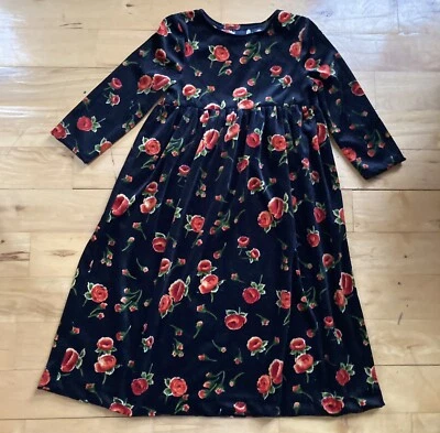 Vestido Terciopelo Negro con Flores Talla 5 Foto 1 de 4