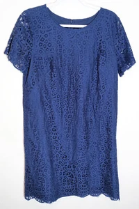 Ann Taylor Etuikleid Damen 14 Spitze Kurzarm Braut Event marineblau gebraucht, in einwandfreiem Zustand - Bild 1 von 10