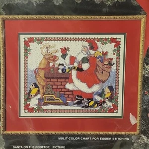Kit punto croce vintage 1994 Bucilla "Babbo Natale sul tetto" 83086 nuovo con scatola Natale  - Foto 1 di 7