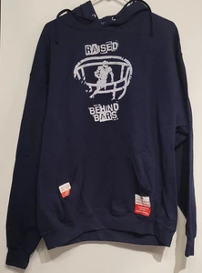 Football Raised Behind Bars Pull Over Navy Blue Hoody XL Fruit of the Loom Neu ohne Etikett - Bild 1 von 5