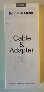Rankie DVI to HDMI Adapter Gold-Plated 1080P Male to Female Converter 2-Pack - Picture 1 of 3