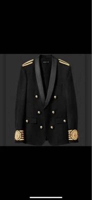 BALMAIN x H & M шерсти двубортный куртка черное золото кнопки через плечо эполеты - Изображение 1 из 2